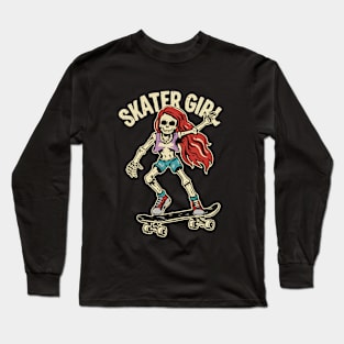 Skater Girl | Skull | Skateboard | Vintage | Classic Long Sleeve T-Shirt